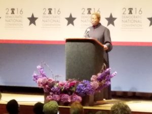 Rev. Leah Daughtry, CEO of the 2016 Democratic National Convention Committee, speaks at an interfaith service that was part of the pre-Convention activities on Sunday, July 24, 2016 at the Philadelphia Civic Center.